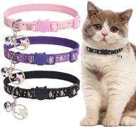 🐱 set of 3 tailgoo luminous cat collars - adjustable collars for small and medium kitties and kittens, featuring charming star pattern, ensuring pet safety logo