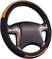 horse kingdom universal steering wheel cover orange for womenbreathable fit car truck suv air-mesh (black with orange) logo