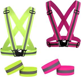 img 1 attached to 🏃 Enhance Safety with SGHVLU Running Reflective Vest Set - Elastic & Adjustable Design with 4 High-Visibility Reflective Belts