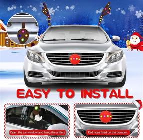 img 3 attached to 🎄 Christmas Car Reindeer Antlers & Nose Decorations by Kooboe - Truck Kit with LED Lights, Jingle Bell Nose and Tail - Decorate Any Vehicle with Xmas Gift Set