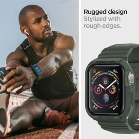 img 2 attached to Spigen Rugged Armor Pro Ремешок для часов Apple Watch с кейсом для серии 6/SE/5/4 44 мм - Военно-зеленый