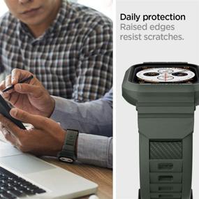 img 1 attached to Spigen Rugged Armor Pro Ремешок для часов Apple Watch с кейсом для серии 6/SE/5/4 44 мм - Военно-зеленый