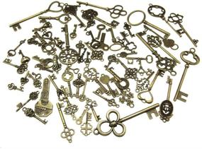 img 4 attached to Micro Trader 70pcs Skeleton Antique Keys Vintage Bronze Pendants Old Fashion Decor Gift - Exquisite Collection of Vintage Bronze Skeleton Keys for Stylish and Nostalgic Decor