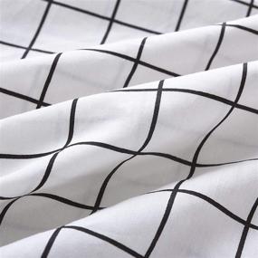 img 1 attached to Modern Geometric Grid Duvet Cover Set - 100% Cotton Bedding with Zipper Closure, Black Grid Pattern Printed on White - Queen Size (3pcs)