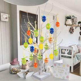 img 4 attached to Easter Tree LED Birch Tree Light with 24 Easter 🌳 Egg Ornaments - Battery & USB Powered Easter Party Decoration (60cm/2ft)