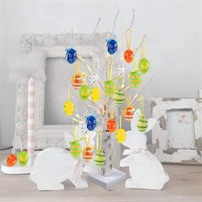 img 2 attached to Easter Tree LED Birch Tree Light with 24 Easter 🌳 Egg Ornaments - Battery & USB Powered Easter Party Decoration (60cm/2ft)