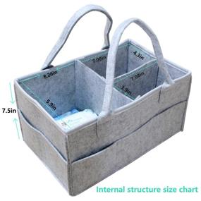 img 2 attached to 👶 Large Gray Baby Diaper Caddy Organizer: Upgrade Nursery Storage Bin for Diapers, Wipes & More - Boy/Girl Infant Portable Felt Organizer!
