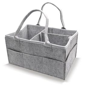 img 4 attached to 👶 Large Gray Baby Diaper Caddy Organizer: Upgrade Nursery Storage Bin for Diapers, Wipes & More - Boy/Girl Infant Portable Felt Organizer!