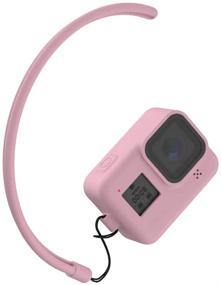 img 3 attached to 📷 GoPro Hero 8 Black Silicone Sleeve Case + Lanyard + Glass Screen and Lens Protector (Pink) by LARRITS