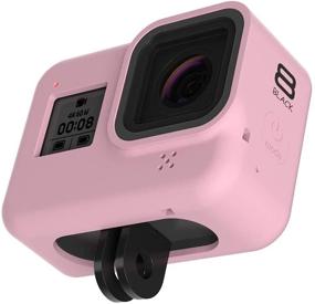 img 1 attached to 📷 GoPro Hero 8 Black Silicone Sleeve Case + Lanyard + Glass Screen and Lens Protector (Pink) by LARRITS