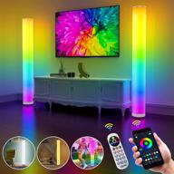 corner floor lamp 2-pack, smart app and remote control, color changing mood lighting with music sync, colorful atmosphere decoration lamp, dimmable night light for living room логотип