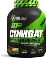 🥤 muscle pharm combat protein powder: essential whey, isolate, casein & egg protein blend with bcaas and glutamine for recovery, chocolate peanut butter flavor, 4-pound jar, 52 servings logo