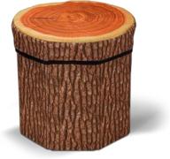 🍎 chefan fruit storage stool ottoman - cute folding toy box with cushion - collapsible seat chest (tree stump) - organize and adorn your space logo