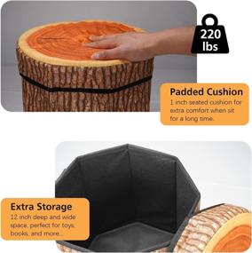 img 3 attached to 🍎 CHEFAN Fruit Storage Stool Ottoman - Cute Folding Toy Box with Cushion - Collapsible Seat Chest (Tree Stump) - Organize and Adorn Your Space