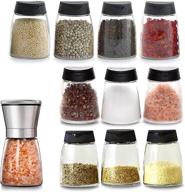 abdodar glass spice jars - shaker pour lid, seasoning shakers bottles salt & pepper shaker container set (black10-s1) logo