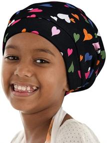 img 3 attached to 🎀 Satin Lined Hair Bonnet for Curly Girls - Alnorm Sleep Cap with Adjustable Comfort Elastic Band for Teens, Big Kids, Child