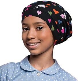 img 1 attached to 🎀 Satin Lined Hair Bonnet for Curly Girls - Alnorm Sleep Cap with Adjustable Comfort Elastic Band for Teens, Big Kids, Child