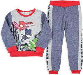 img 4 attached to Boys' PJ Masks Pullover and Jogger Pants Set with Wings, Stripes, and Shields