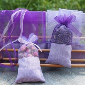 img 3 attached to 🌿 Premium Purple Gauze Cotton-Ramie Sachets: 24pcs Empty Bags for Lavender, Spice, and Herbs