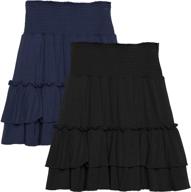 kidpik black tiered skirt - trendy girls' clothing with smock detail logo