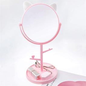 img 3 attached to 🐱 Cute Cat Ears Desk Mirror - Kawaii & Vanity Mirror for Bathroom/Bedroom in Pink