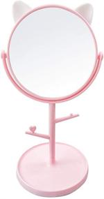 img 4 attached to 🐱 Cute Cat Ears Desk Mirror - Kawaii & Vanity Mirror for Bathroom/Bedroom in Pink