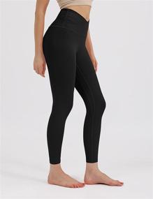 img 2 attached to 🏋️ ODODOS Women's Cross Waist Yoga Leggings with Inner Pocket and High Performance for Sports, Gym, Workout, and Running - Inseam 25"/28