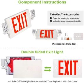 img 1 attached to Hykolity Red Exit Sign: 120-277V Double Face LED Combo Emergency Light - 4 Pack with Adjustable Two Head and Backup Battery