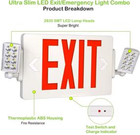 img 2 attached to Hykolity Red Exit Sign: 120-277V Double Face LED Combo Emergency Light - 4 Pack with Adjustable Two Head and Backup Battery