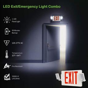 img 3 attached to Hykolity Red Exit Sign: 120-277V Double Face LED Combo Emergency Light - 4 Pack with Adjustable Two Head and Backup Battery