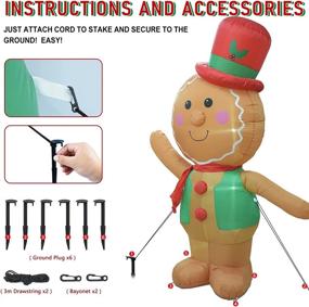 img 1 attached to 🎄 Enchanting 8Ft Christmas Inflatable: LED-Lit Gingerbread Man Decor for Indoor/Outdoor Xmas Party