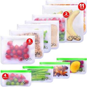 img 4 attached to 11 Pack Reusable Food Storage Bags, BPA-Free, Leakproof, Extra Thick Bags - Plastic and Silicone-Free (5 Large Sandwich Bags, 4 Snack Bags, 2 XLarge Gallon Freezer Bags)