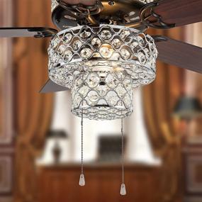 img 1 attached to 💡 Clear Crystal 52 Inch Width Triple-Tiered LED Ceiling Fan by River of Goods