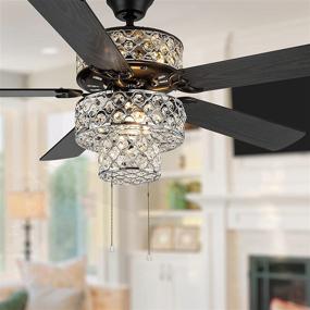 img 2 attached to 💡 Clear Crystal 52 Inch Width Triple-Tiered LED Ceiling Fan by River of Goods