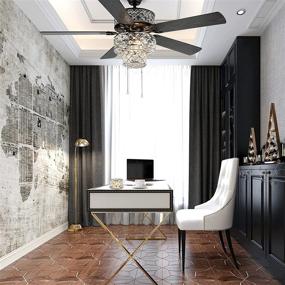 img 3 attached to 💡 Clear Crystal 52 Inch Width Triple-Tiered LED Ceiling Fan by River of Goods