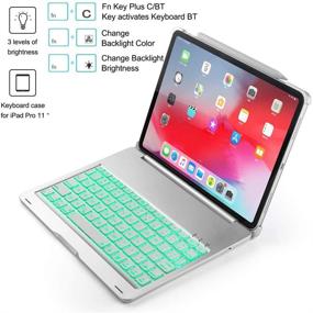 img 2 attached to BHUATO iPad Keyboard Case – Compatible with 2018 iPad Pro 11 Inches – Wireless Bluetooth – 7-Color Backlit – Auto Wake/Sleep – Slim & Lightweight – 130° Flip Tablet Protector – Supports Pencil 2nd Gen Charging