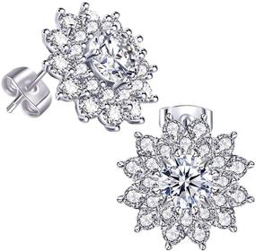 img 4 attached to 💎 Hypoallergenic Cubic Zirconia Roslynd Earring Studs for Women/Girls with White Gold Plating - Stylish Stud Earrings for Women