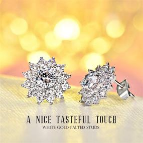 img 3 attached to 💎 Hypoallergenic Cubic Zirconia Roslynd Earring Studs for Women/Girls with White Gold Plating - Stylish Stud Earrings for Women