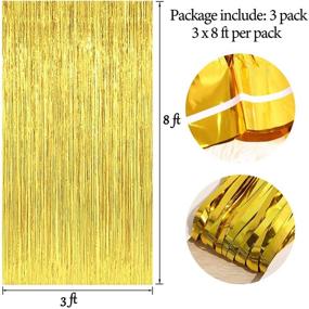 img 3 attached to 🎉 Voiiake Gold Backdrop Curtain: 3PCS 3ftX8ft Sparkling Photo Background for Christmas, Weddings, Birthdays, New Year's Eve Parties