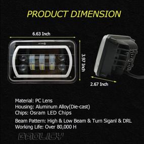 img 2 attached to 🚛 BAOLICY 4x6 Светодиодные фары с белым/желтым гало, утвержденные DOT, заменяют H4651 H4656 H6545 H4668, ДХО световой сигнал совместим с Chevrolet Ford Kenworth Peterbilt Semi Truck (4 шт)