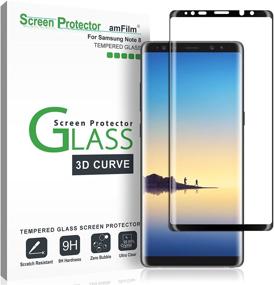 img 4 attached to 📱 Закаленное стекло amFilm Screen Protector для Samsung Galaxy Note 8, полное покрытие, 3D изогнутое, точечная матрица, легкий лоток для установки (черный)