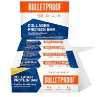 🍪 bulletproof collagen protein bars, vanilla shortbread flavor, 12-pack, 11g protein, made with mct oil, low sugar snacks, no added sugar logo