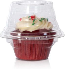 img 4 attached to 50 Count Melblu Plastic Cupcake Containers: Stackable, Disposable, and Airtight Individual Cupcake Holders