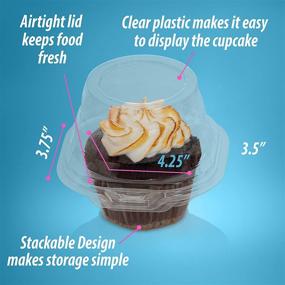 img 2 attached to 50 Count Melblu Plastic Cupcake Containers: Stackable, Disposable, and Airtight Individual Cupcake Holders