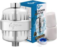 🚿 15 stage shower filter water softener with vitamin c, minerals, and oxygen - eliminates chlorine, fluoride, odors, and heavy metals for enhanced skin, hair, and nail health logo