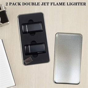 img 1 attached to Yeuligo Double Jet Torch Lighter with Visible Window - 2 🔥 Pack, Refillable Butane Lighter for Men, Great Gifts and Tools, Black (Without Gas)