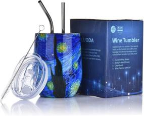 img 4 attached to LUODA 12 Oz Stainless Steel Stemless Wine Glass Tumbler: Vacuum Insulated Travel Cup for Coffee, Wine, Cocktails, Ice Cream – Starry Nights