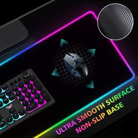 img 2 attached to REAWUL Large RGB Gaming Mouse Pad - 14 Glowing Modes, Oversized Extended Mousepad for Ultimate Precision and Comfort