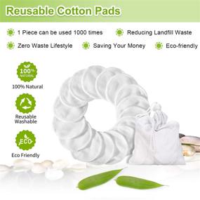 img 1 attached to 32 Pcs Reusable Bamboo Cotton Makeup Remover Pads | Face Cleansing Wipes | Natural Toner Pads for All Skin Types | Includes Laundry Bag