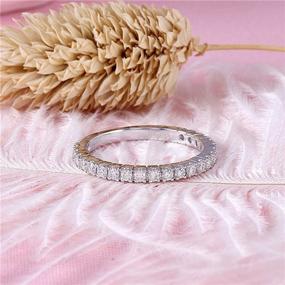 img 3 attached to 💍 DovEggs 14K White Gold Moissanite Eternity Wedding Band - 0.48CTW - 1.9mm Width - 1.7mm Band Guard - Women's Ring